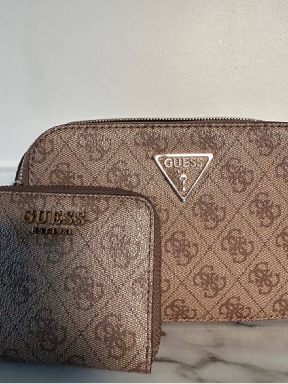 Guess Brown Monogram Crossbody and Wallet Set